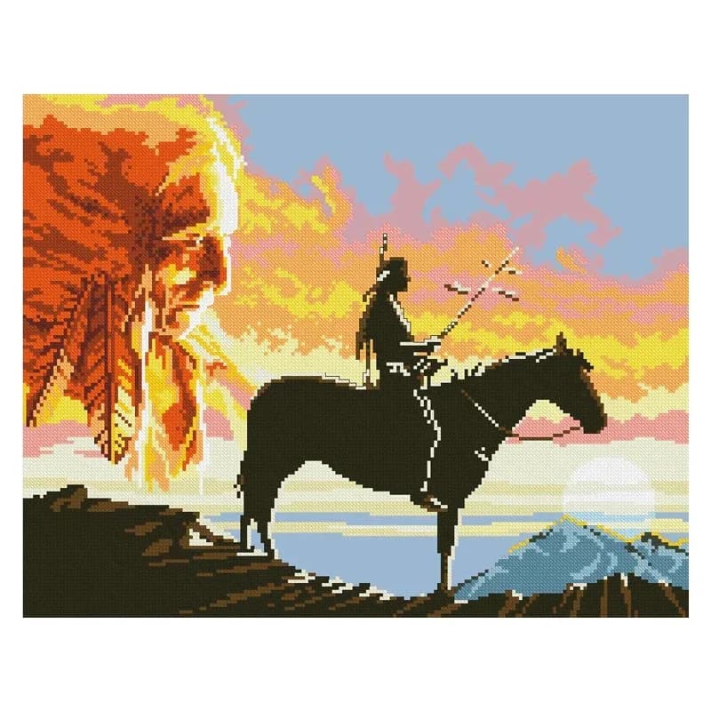 Amishop Gold Collection Kit punto croce contato Il Grande Spirit Knight Equitazione Paratelaio Janlynn 13-258
