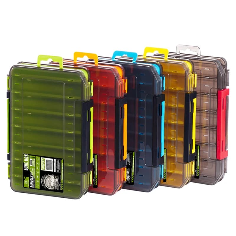 ♪ LA] 1 Piece Fishing Tool Box with 12 Parts, Fishing Accessories Case, baits and hooks, Double Side Organizer for Fishing Tools