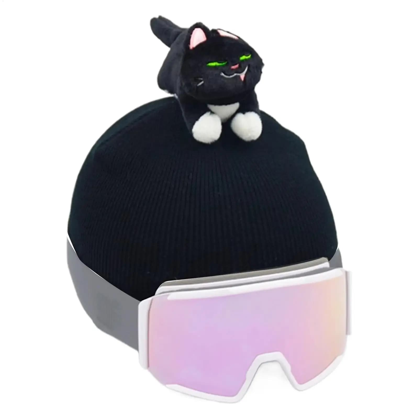 Ski and Sunset Cover with Cat Design, Washable Pile Lining and Carina for Men, Women and Children, for Cycling and Winter Sports