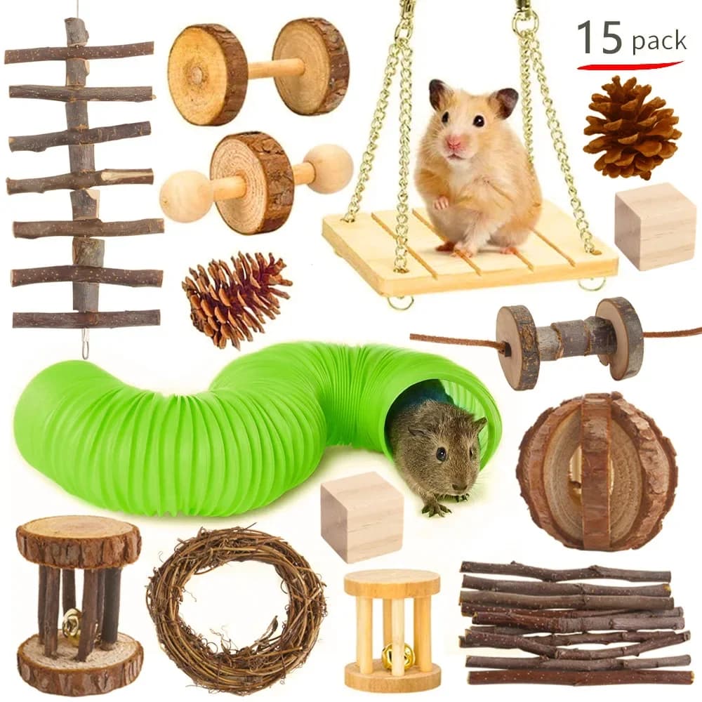 Animale domestico Coniglio Cavia Pappagallo Gioca Molare Forniture in legno Combinazione Criceti Coniglio Ratto Giocattoli Criceto Giocattoli Set