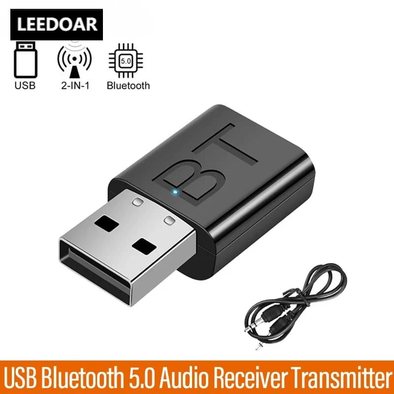 Trasmettitore ricevitore Bluetooth USB 2 in 1 Adattatore audio Bluetooth 5.0 per auto TV Computer Convertitore Bluetooth wireless Plug and Play