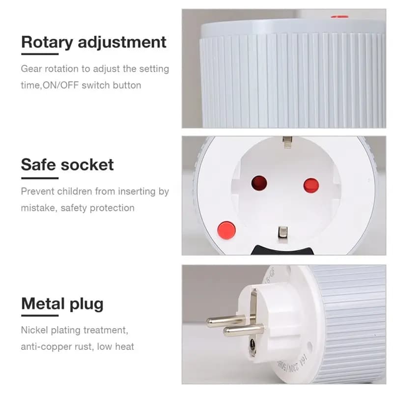 Timer AA84 Tuya Wifi Smart Plug with Digital Display, Rotating Time Control Switch, EU 15 Minutes - 24 Hours 23H59min