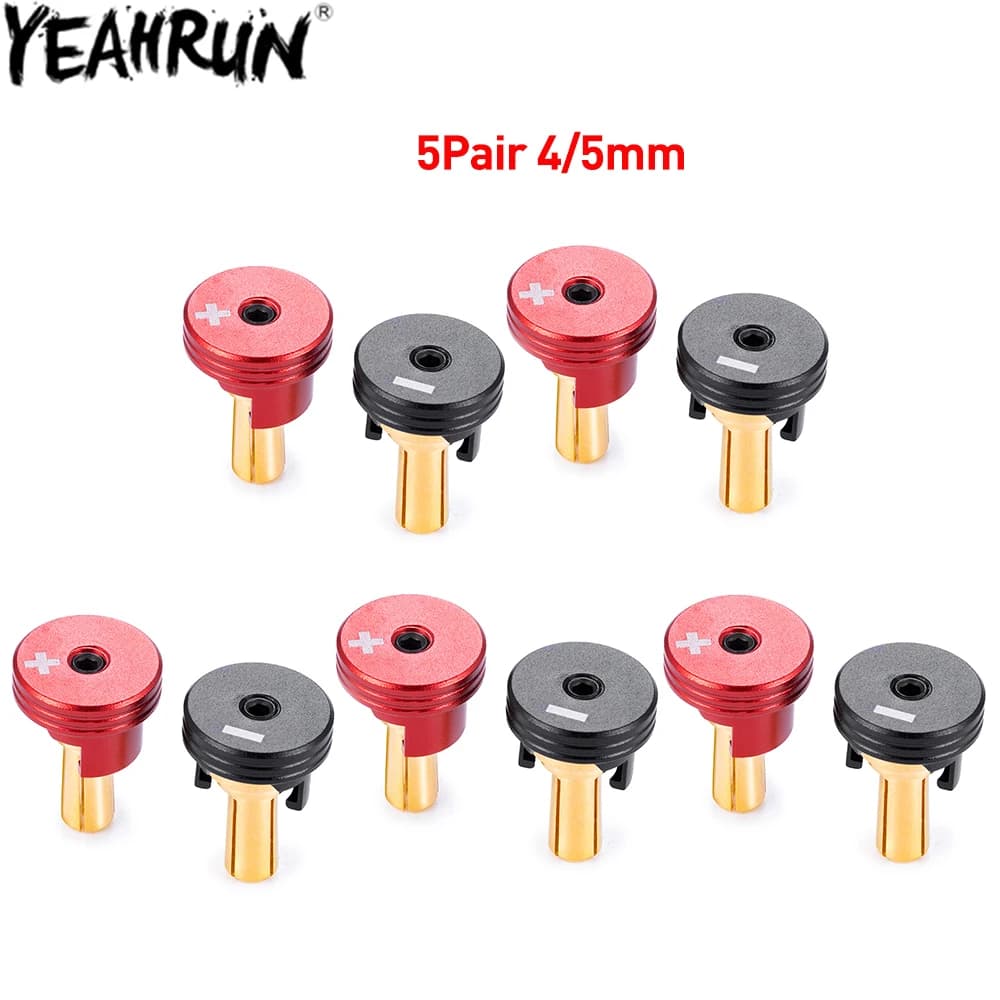 YEAHRUN 5Pair Push to Banana Connectors 4/5mm Heat Dissiptor Proiectal RC Lipo Battery RC Drone Air Model Car Tools