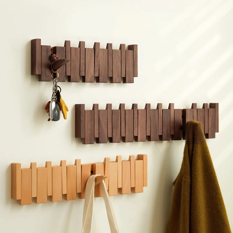 Tasti di pianoforte creativi Appendiabiti in legno massello Appendiabiti da parete Appendiabiti per ingresso Organizzatore di abbigliamento Ganci per appendere