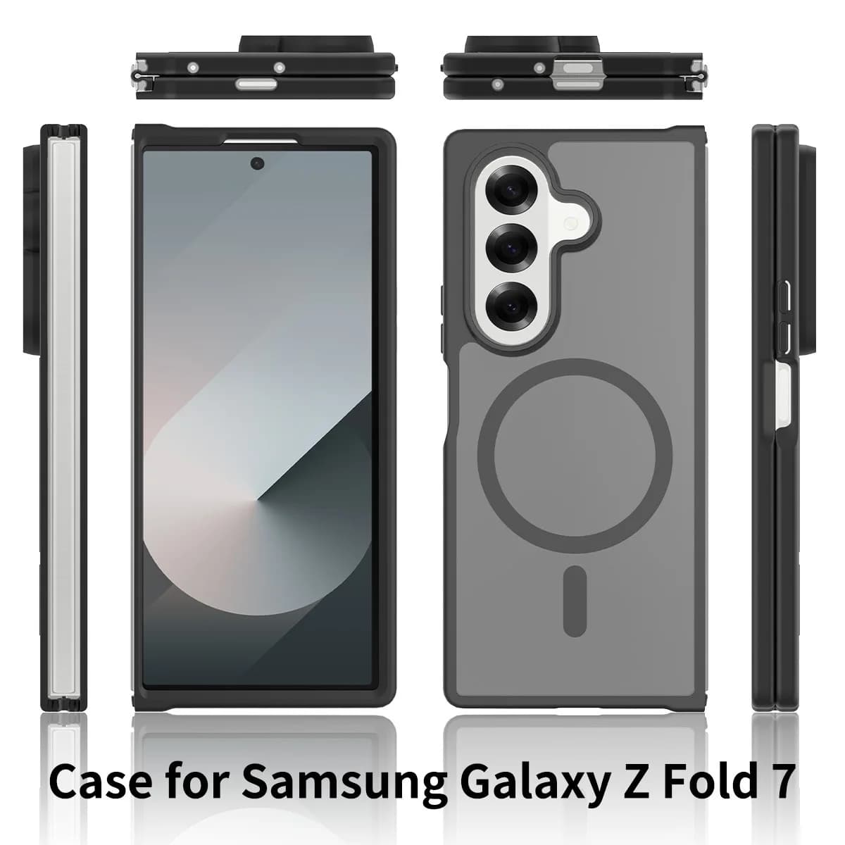 UYUXIO Custodia magnetica traslucida per cellulare per Samsung Galaxy Z Fold 7 Custodie di ricarica wireless a copertura totale con magnete