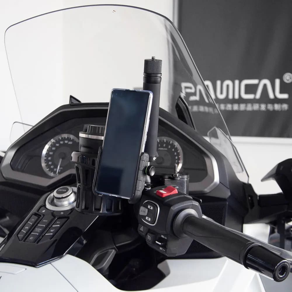 Kit adattatore manubrio panico Supporto per telefono tazza d'acqua Selfie Stick Staffa per fotocamera per Honda GoldWing GL1800 F6B 1988-2025