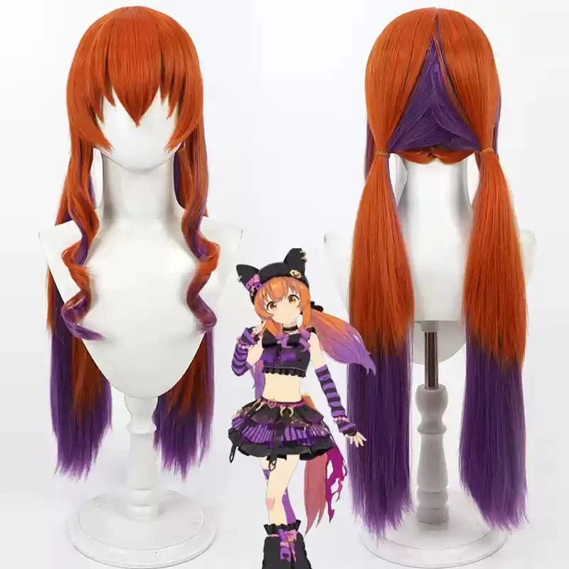 Parrucca cosplay Umamusume Pretty Derby Mayano Top Gun con code Capelli sintetici lunghi resistenti al calore Festa di Halloween