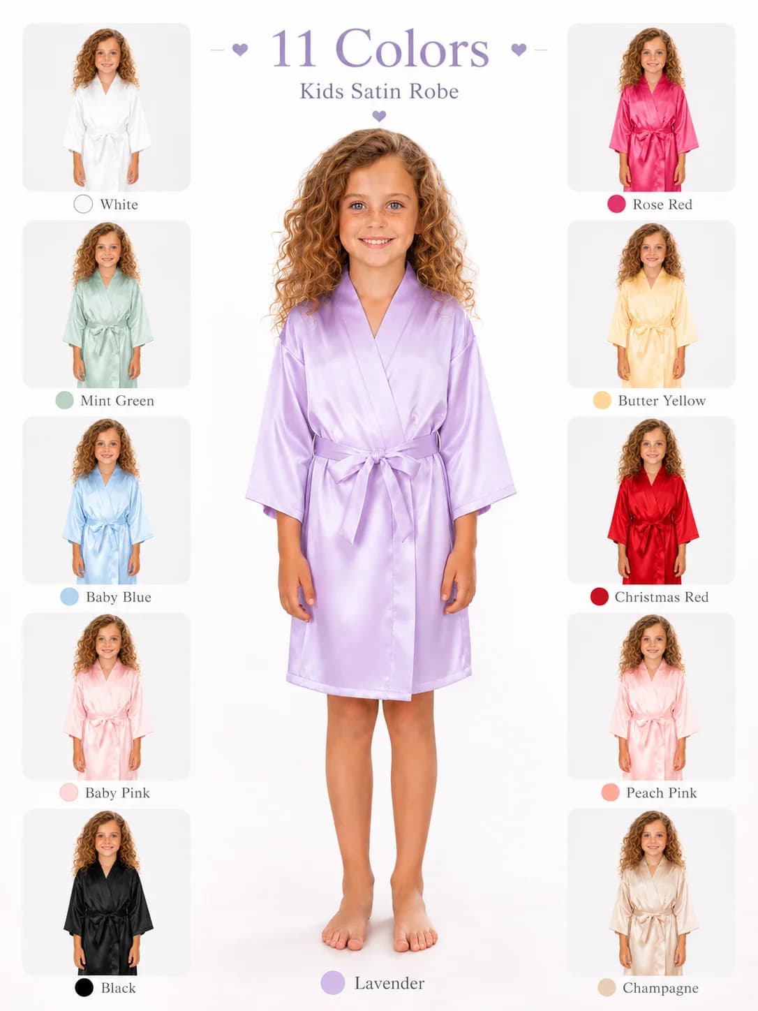 Girls Satin Robe Soft Silk Solid Color Kimono Bathrobe Summer Sleepwear Pajamas Dressing Gown for Lounge Wear