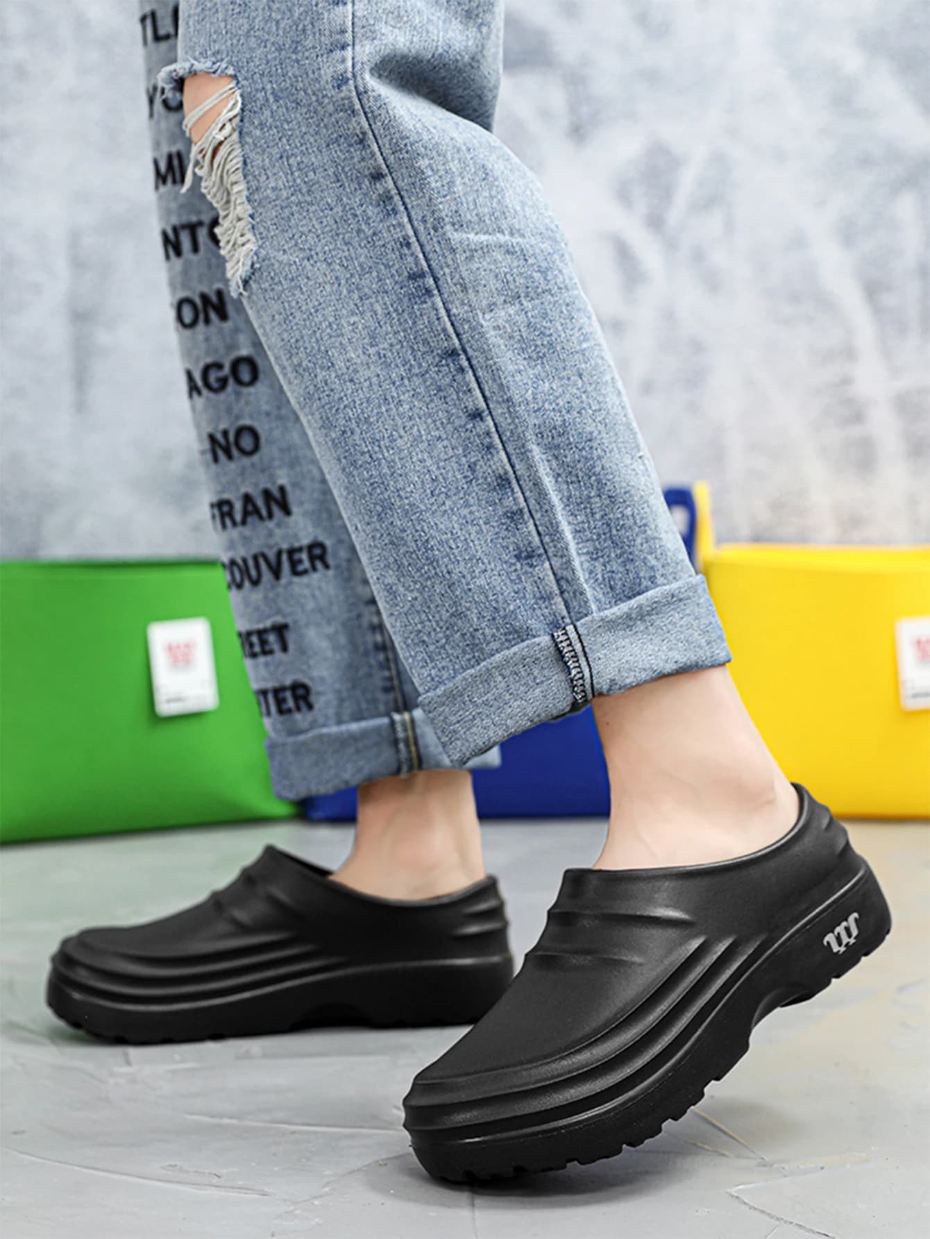 Mocassini da uomo casual semplici per tutti i giorni, tinta unita, in EVA, monopezzo, piatti, slip-on, anti-urto, anti-schizzi, scarpe da pesca, scarpe da spiaggia
