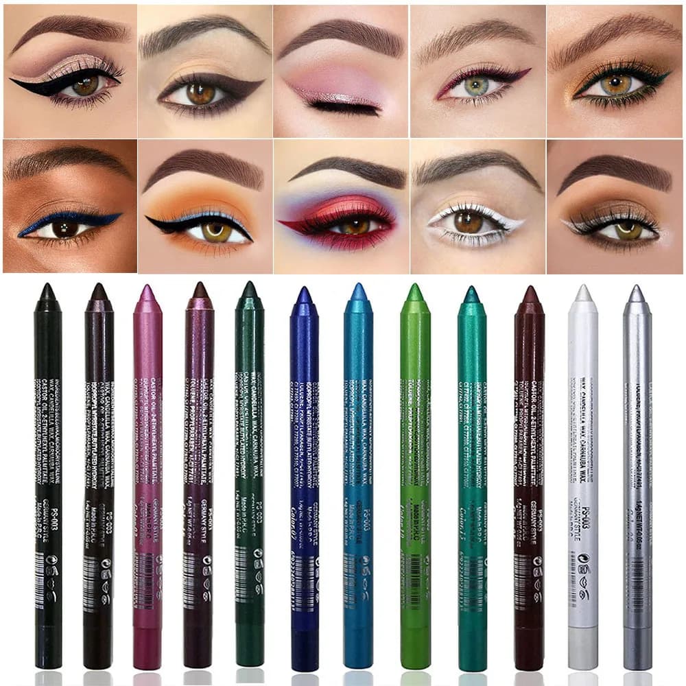 Matita eyeliner a lunga durata da 14 colori Pigmento impermeabile Eyeliner verde marrone Amichevole Trucco occhi punk liscio ad alta pigmentazione