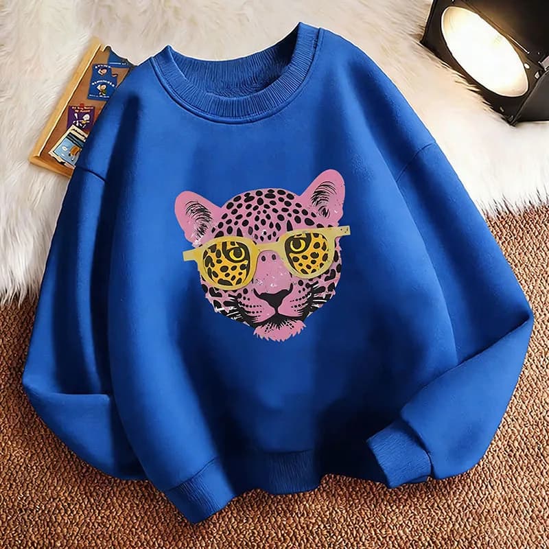 Felpa con Cappuccio per Bambini con Stampa Tigre, Pullover Casual Primaverile per Ragazzi e Ragazze