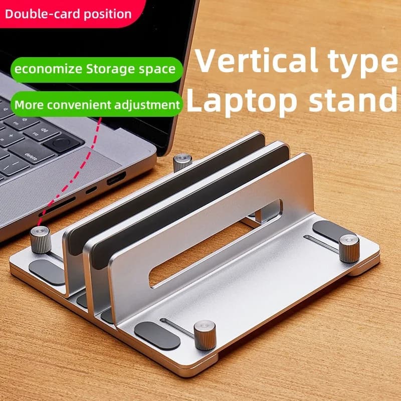 Adjustable Vertical Laptop Stand Holder Desktop Notebook Dock for Macbook iPad Phone Tablet Switch Kindle 3In1 Storage Support