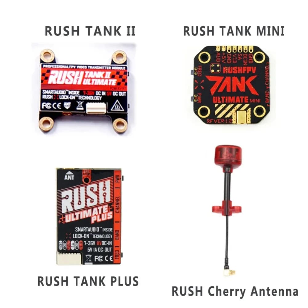 RUSH TANK Ultimate II/Mini/PLUS/Solo VTX 5.8GHz 48CH 2-8s 800mW/1.6W Trasmettitore Video con Antenna Cherry per Droni FPV da Corsa