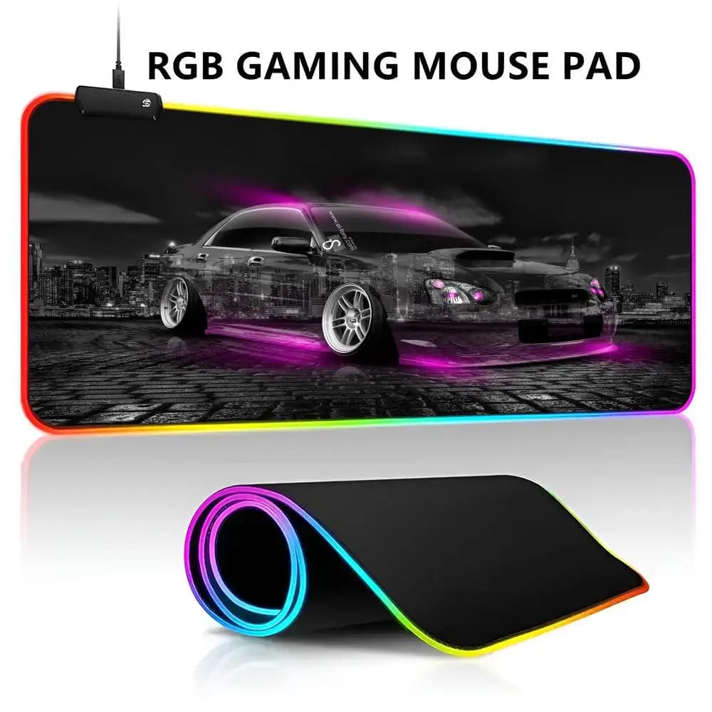 Jdm Subaru WRX Sti Logo Mouse Pad RGB HA CONDOTTO LA Luce Gaming Mousepad Impermeabile Grande Gamer Mouse Tappeto Grande Mause Tastiera Pad PC De