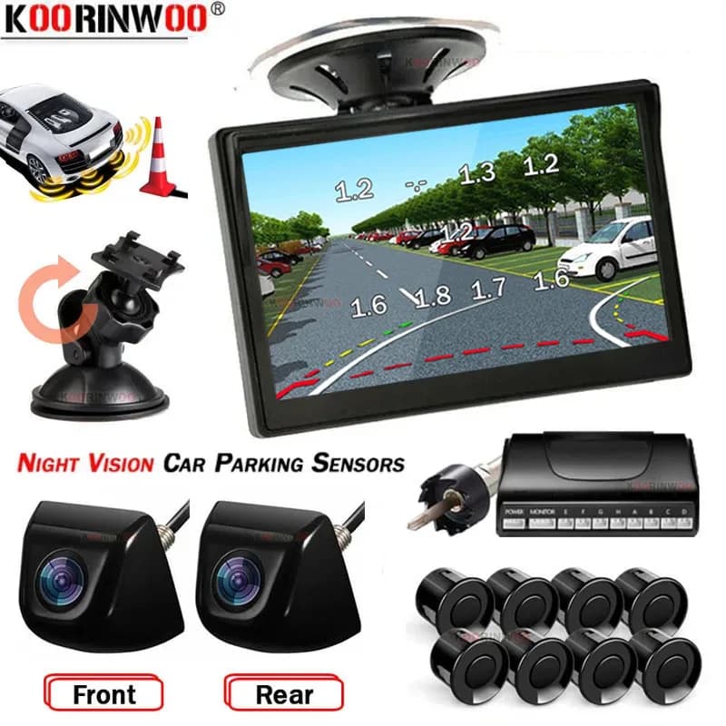 Sistema Intelligente Koorinwoo per Auto, Sensori di Parcheggio con Traiettoria Dinamica 4/8, Telecamere Posteriori e Anteriori