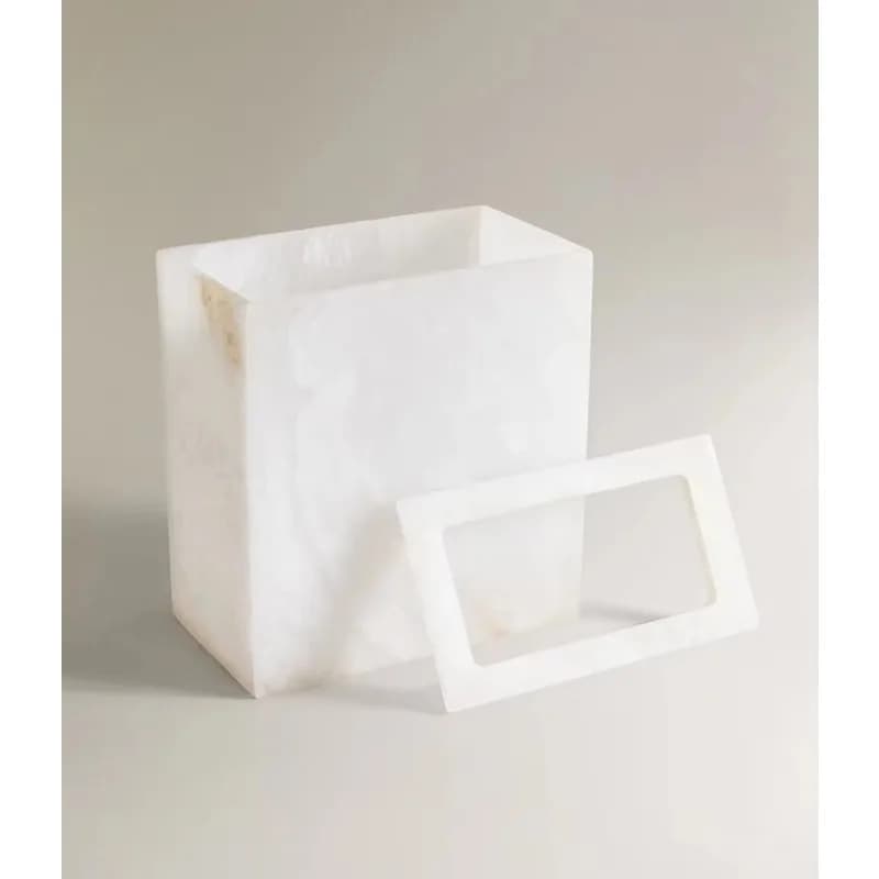 Natural Stone Snowflake Gypsum Uncovered Wastebasket Trash Can Recycle Bin for Bathroom Kitchen Hotel Toilet Home Decor Storage