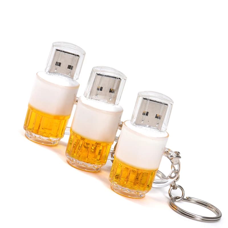 Chiavetta USB a Forma di Boccale da Birra 128GB con Portachiavi Gratuito, Memoria USB 64GB, Regalo Creativo, Pen Drive 32GB, Chiavetta USB con Capacità Reale 16GB