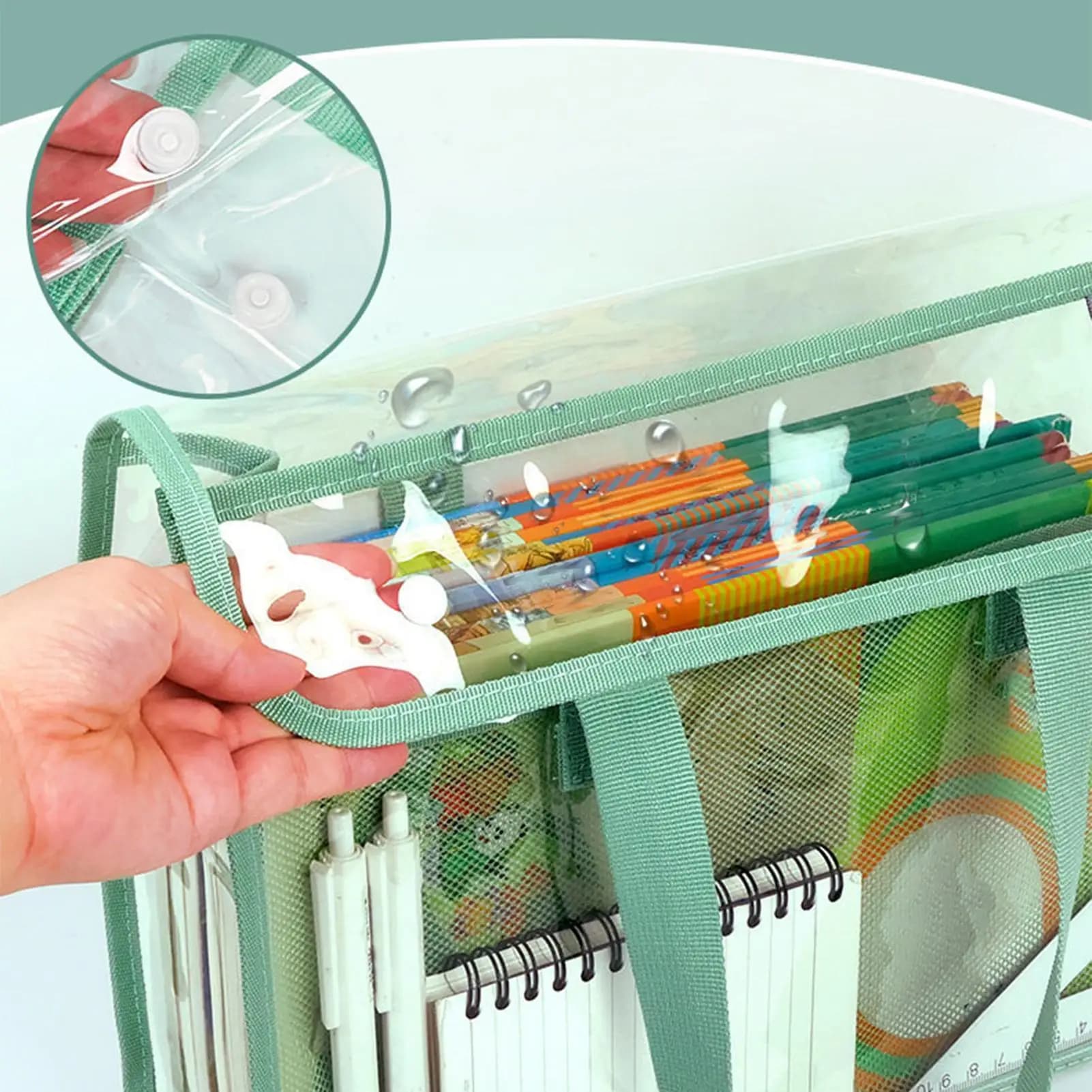 Large Capacity Portable Transparent Waterproof Handheld Folder File Storage Bag PVC Self-adhesive Clear Book Pouches for School