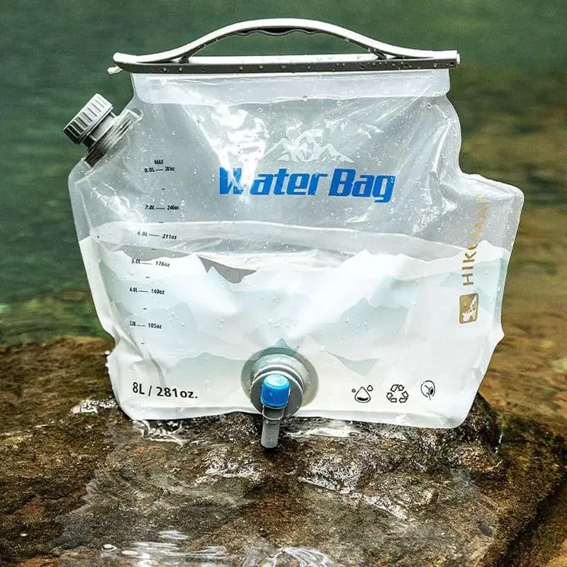 ●8L Camping Water Bag With Faucet Portable Water Container Folding Water Storage Carrier Jug For Survival Or Emergency Supplies