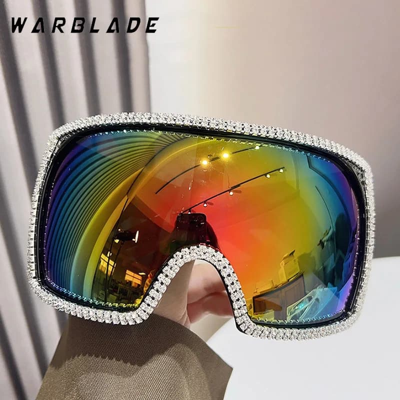 2025 Oversized Y2k Punk Drill One-piece Sunglasses Women Men Luxury Brand Steampunk Sports Sun Glasses For Lady Windproof Goggle