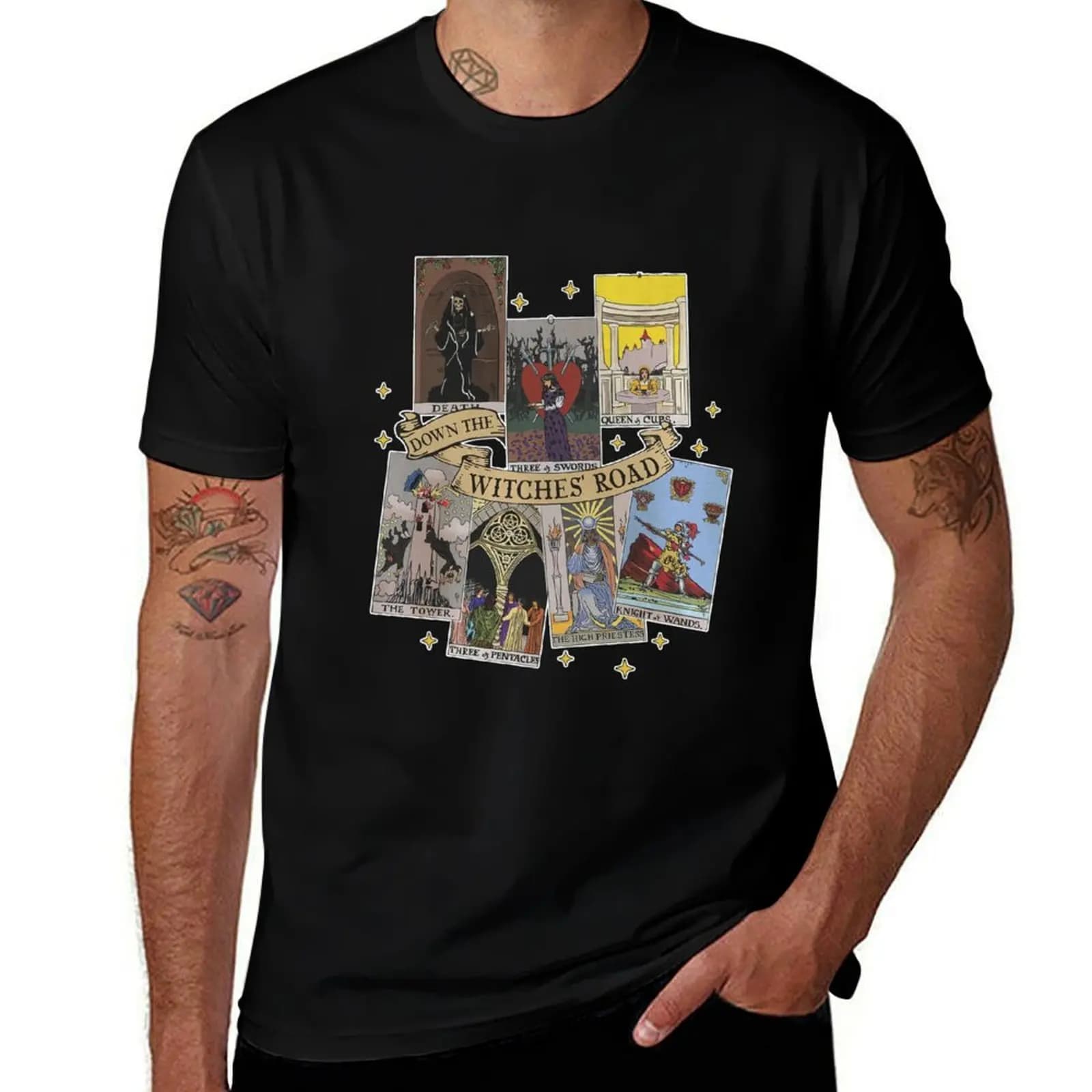 Vintage Agatha All Along Tarot Cards T-Shirt Holiday Party T-Shirt for Men