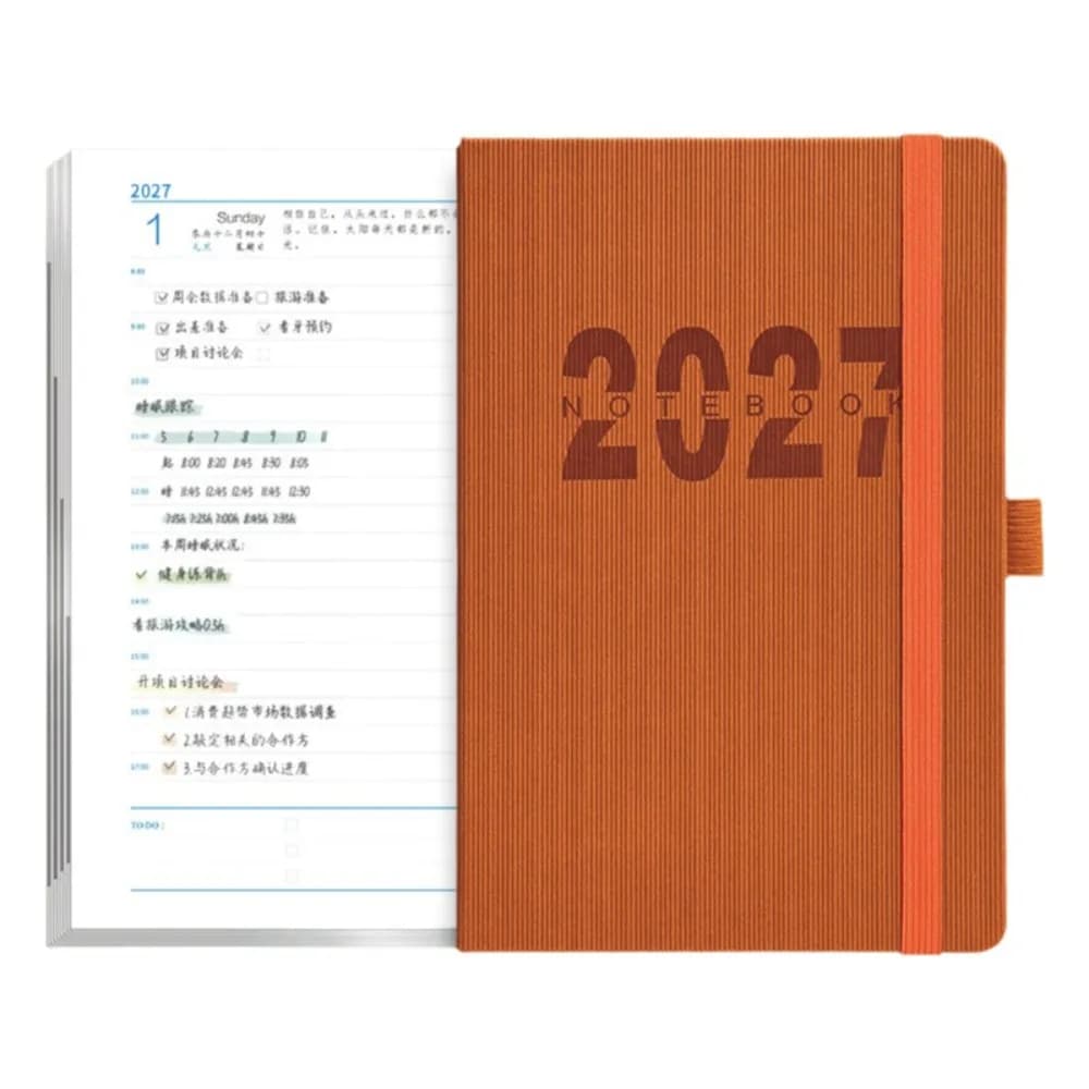 English 2027 Schedule Planner Notepad Wear-resistant Efficiency To-do List Notebook Simple 12 Months Diary Writing Pads Student