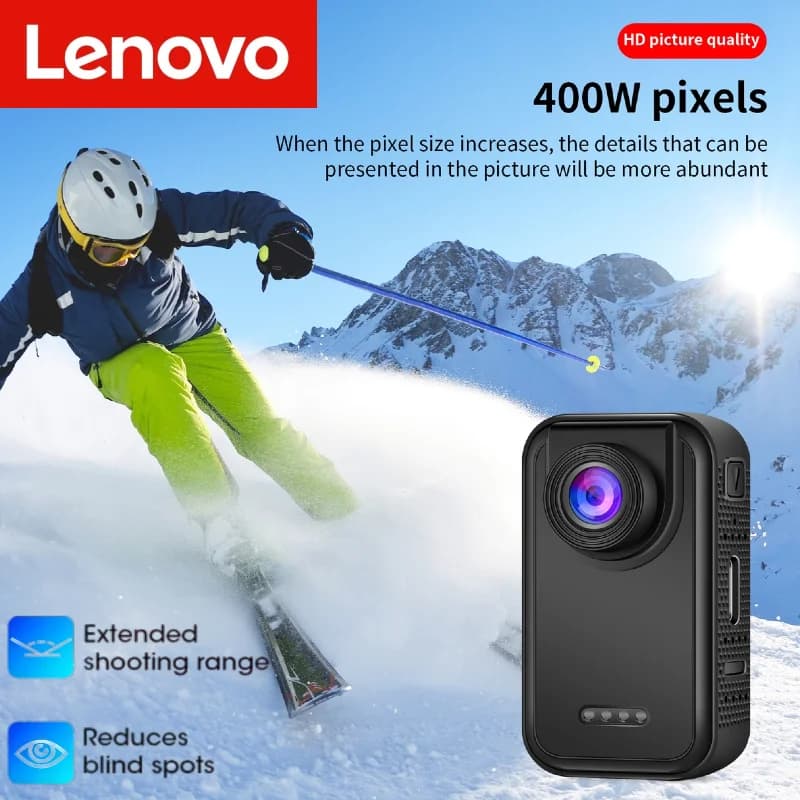 Lenovo HD Thumb Action Cam – Videocamera POV con supporto magnetico da petto per ciclismo, escursionismo, registrazione di sport all'aperto