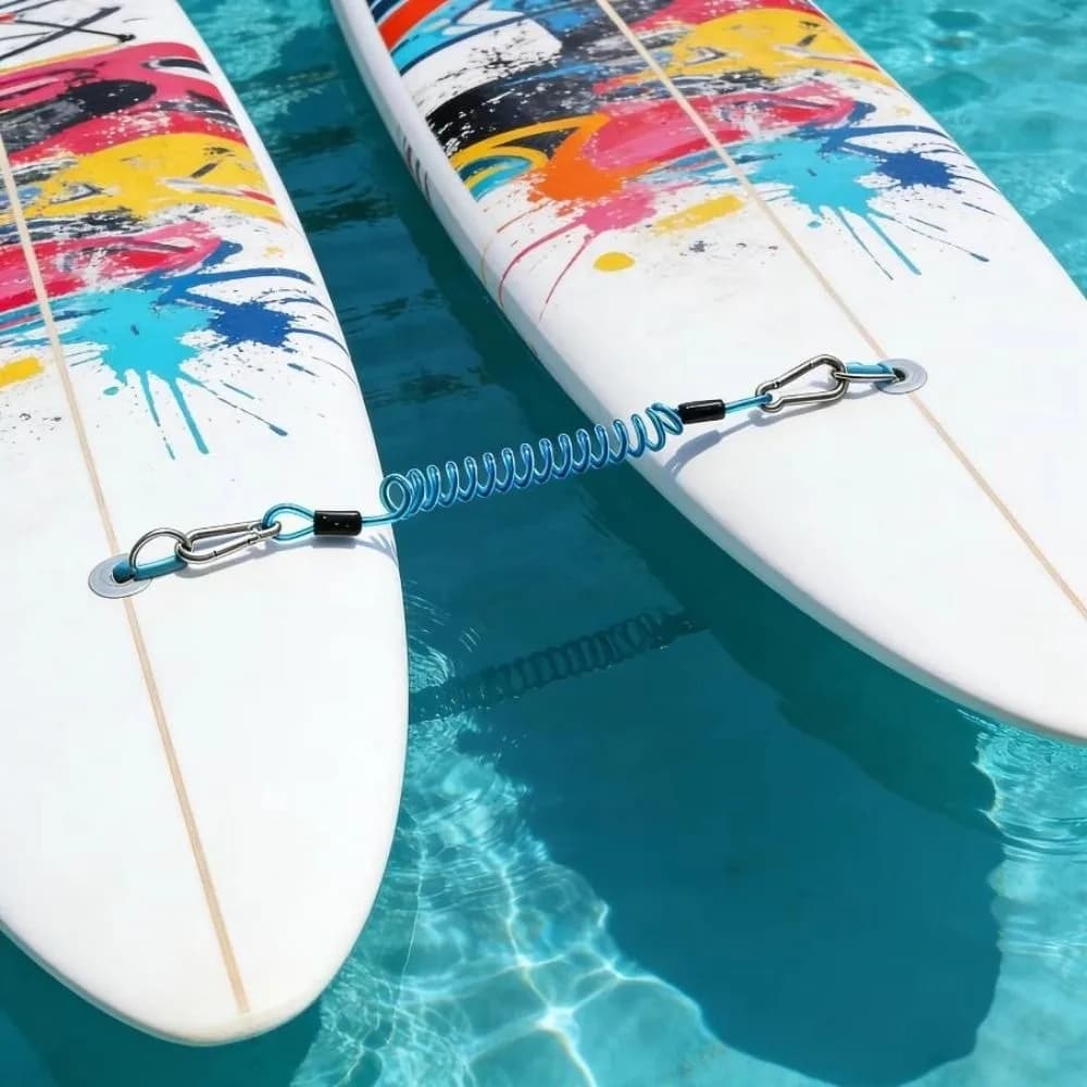 1/2PCS TPU Material Paddle Board Link Straps 304 SS 2 Colors Connector Ring Clip D Ring Kayak Anti-Lost Lanyard