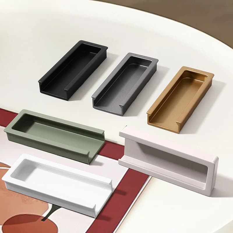 Cassetto nascosto nascosto in lega di zinco tirare moderno armadio a scomparsa maniglie del cassetto cucina porta scorrevole manopola invisibile mobili Pull