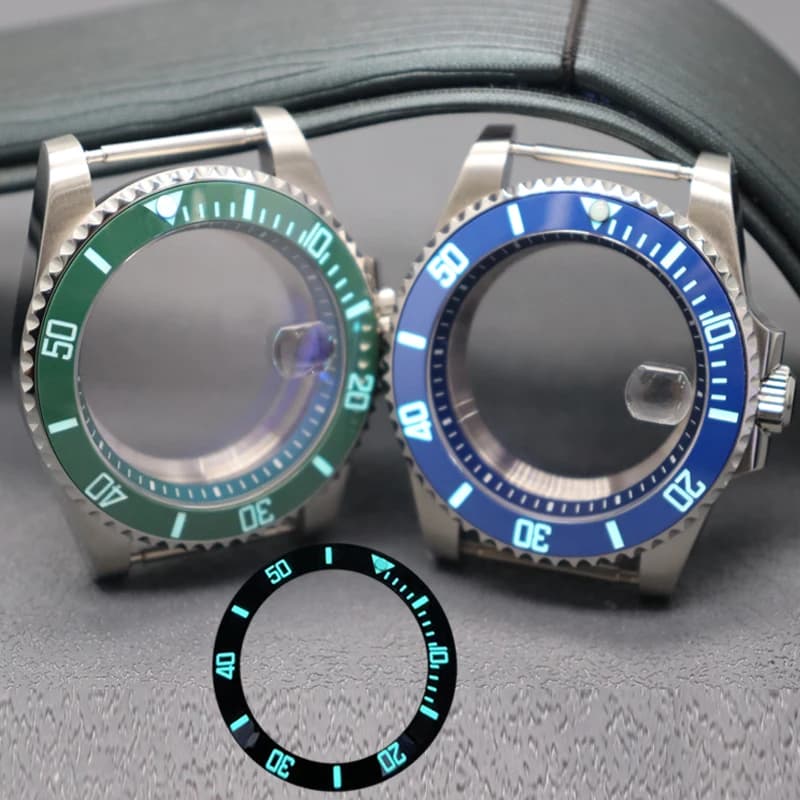 Diver 40mm Cassa per orologio da uomo Zaffiro per movimento Nh34 Nh35 Nh36 28.5mmDial C3 Luminoso SUB Lunetta in ceramica Inserto con anello capitolo
