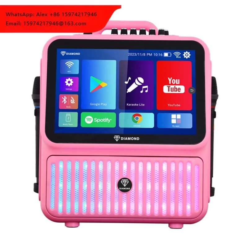 2025 Diamond Patent Model Dual 4'' Woofer 2-Way Powerful Rechargeable 40W Mobile Portable All-In-One Android Karaoke Machine