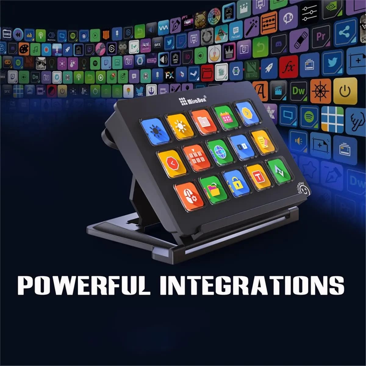 A46U Mirabox HSV293 V3 Flow Deck Mini Tastiera Visiva con Pulsanti Personalizzabili, Schermo LCD a 15 Tasti, Console per Streaming Live