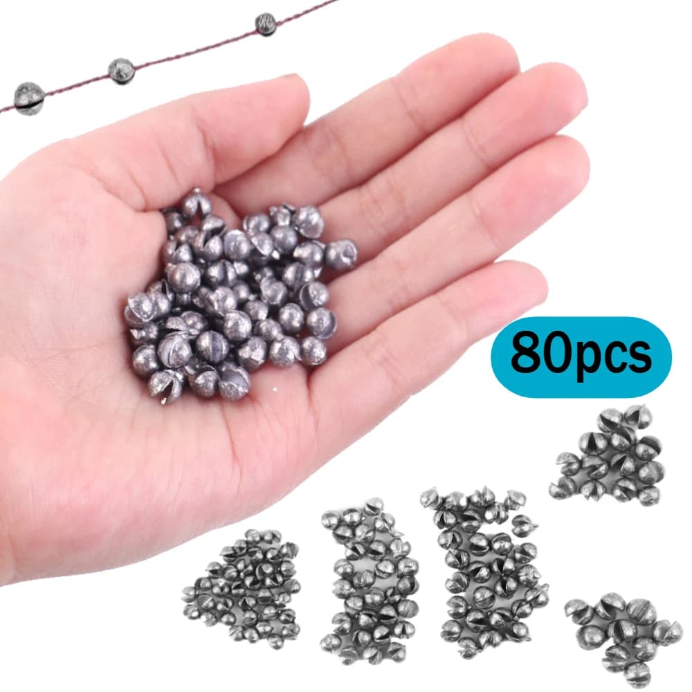 80 pcs Dead Lead Fishing Tools Multi-format Lead Open Drop Lead Rain Pendant Adjustable Split Shot Piombini Fishing Weights