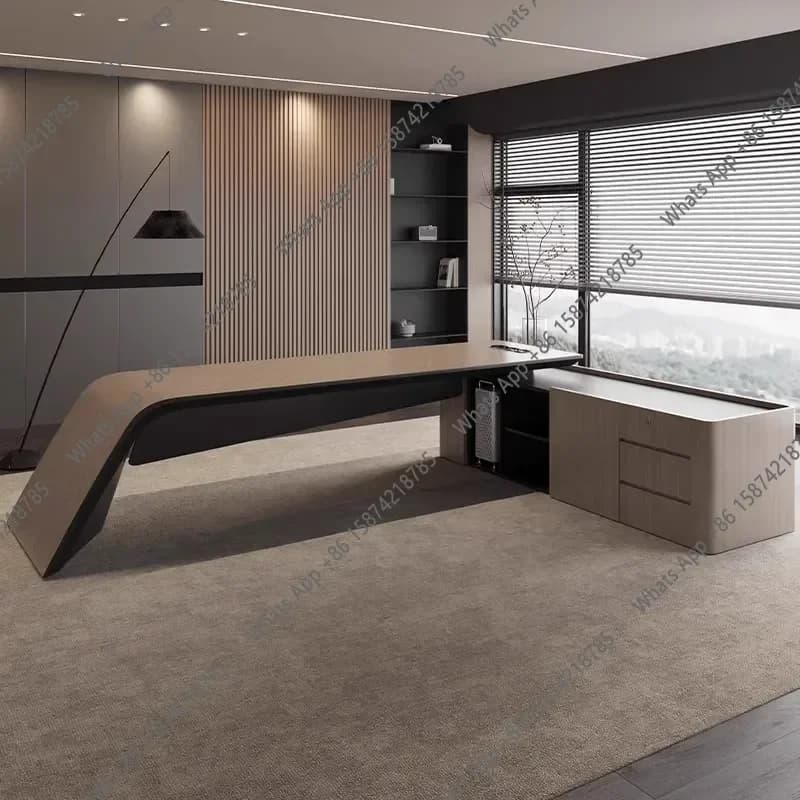 Scrivania da Ufficio SmDesigner, Moderna Scrivania Direzionale in Legno a Forma di L con Organizer, Altezza Regolabile, Grande Mesa Escritorio