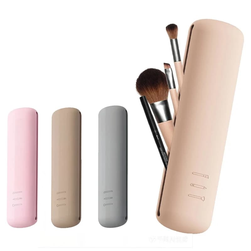 Travel Makeup Brush Storage Bag Made Of Silicone Material, Portable Waterproof And Dirt Resistant Makeup Tool