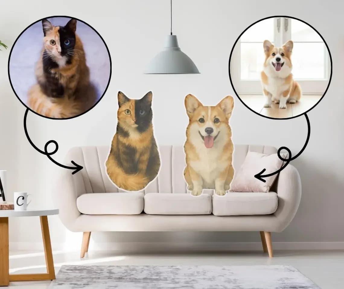 Cuscino fotografico personalizzato con forme realistiche di gatto e cane, regalo di peluche personalizzato per gli amici, poliestere marrone oliva