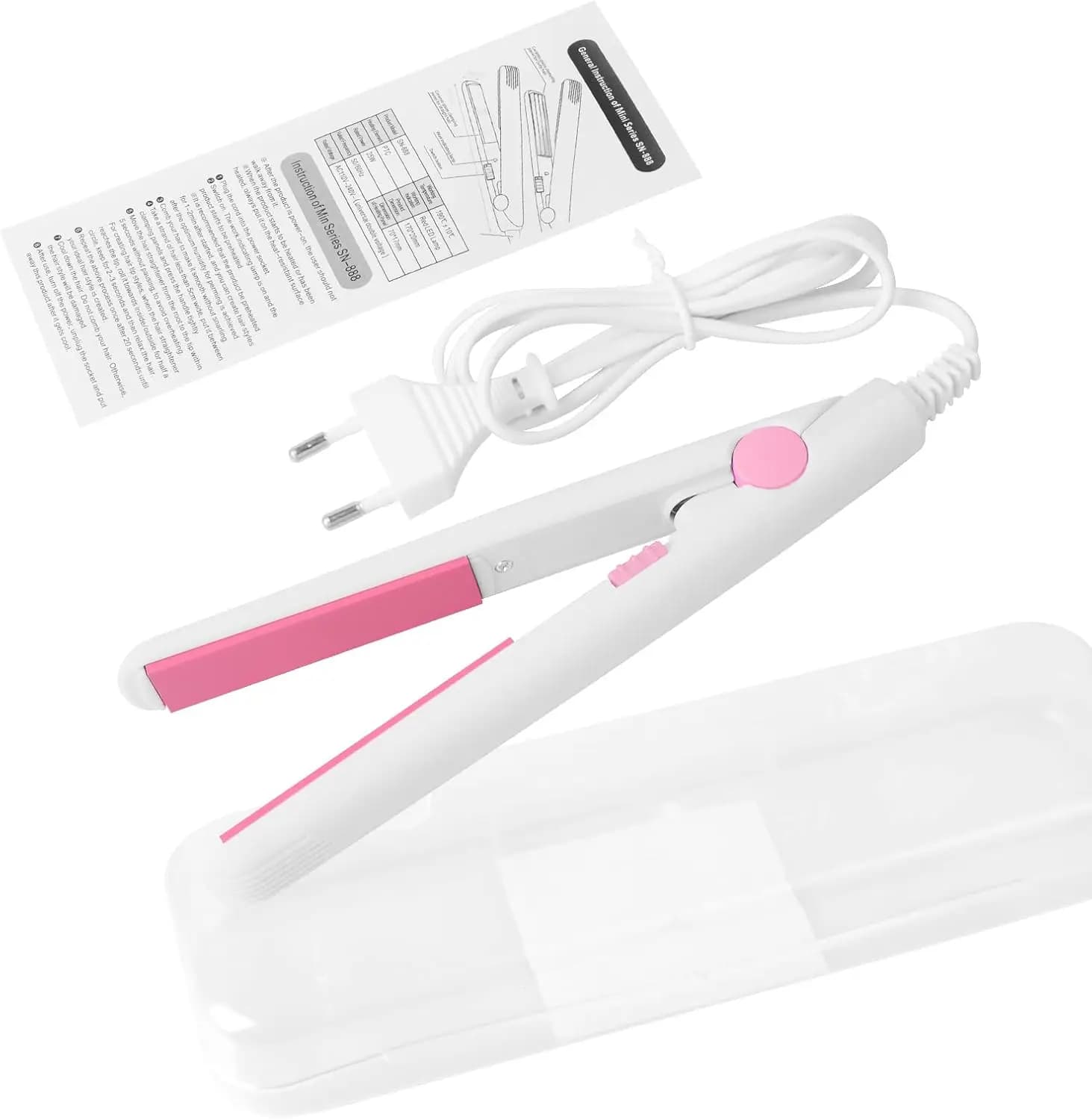 Mini Hair Plate 2 in 1 with Ceramic and Tormalina Plate, Spina USA, Lightweight and Portable for Domestic Use (Bianca)