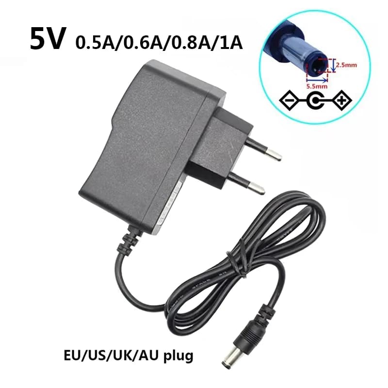 5v 1a dc 5 Volt Alimentatore UK 5v 1a Adattatore 0.5A 0.6A 0.8A 5v dc 1000ma 5v 500ma Trasformatore di Sorgente UK Eu Us Spina 5.5mm