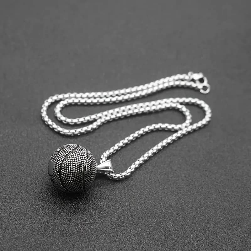 Collana con ciondolo a forma di pallacanestro stile sportivo per collana da uomo