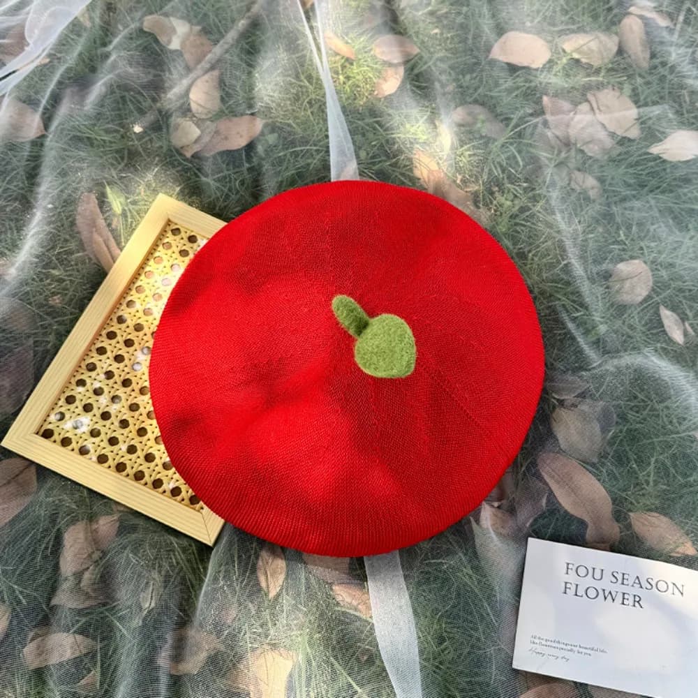 Retro Funny Orange Berets Creative Casual Tomato Cap Cute Vintage Painter Hat Street