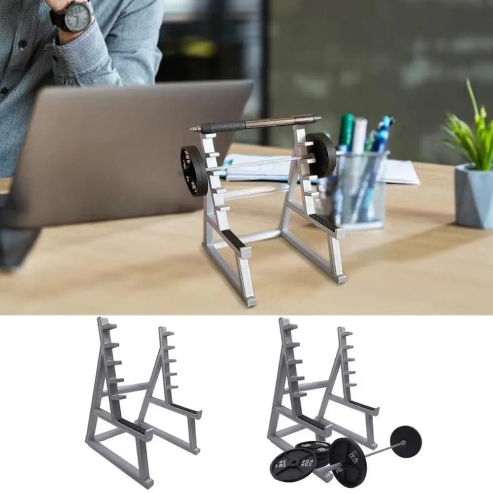 Funny with barbells and weights Pen holder with barbell Theme gym Organizer for metal desk pens Containers for stationery Gift