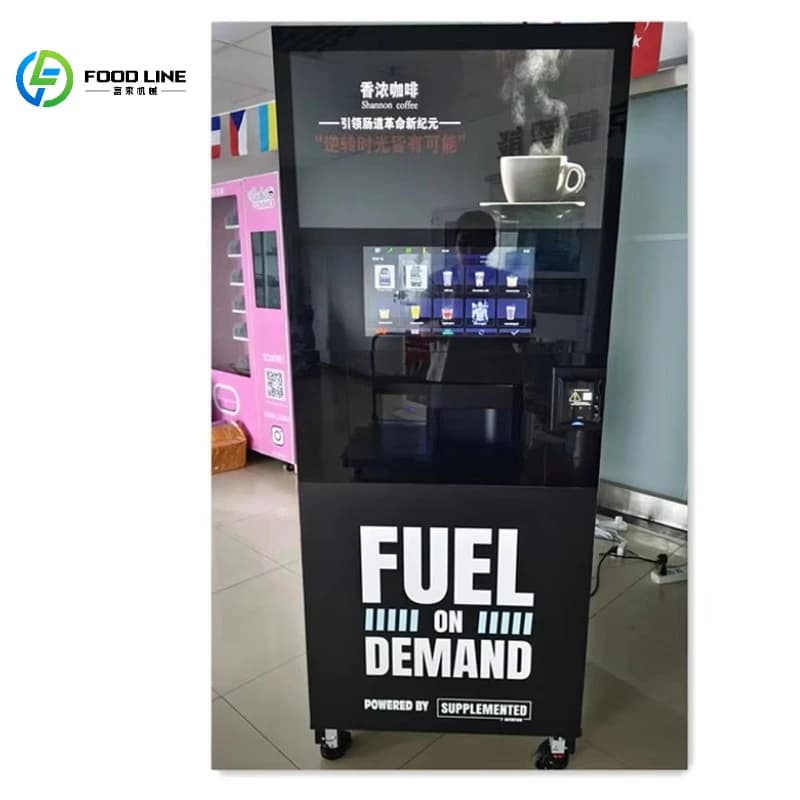 Intelligent automatic distributor of protein powders with automatic remote control with cold drinks distributor for gym, 24 hour operation