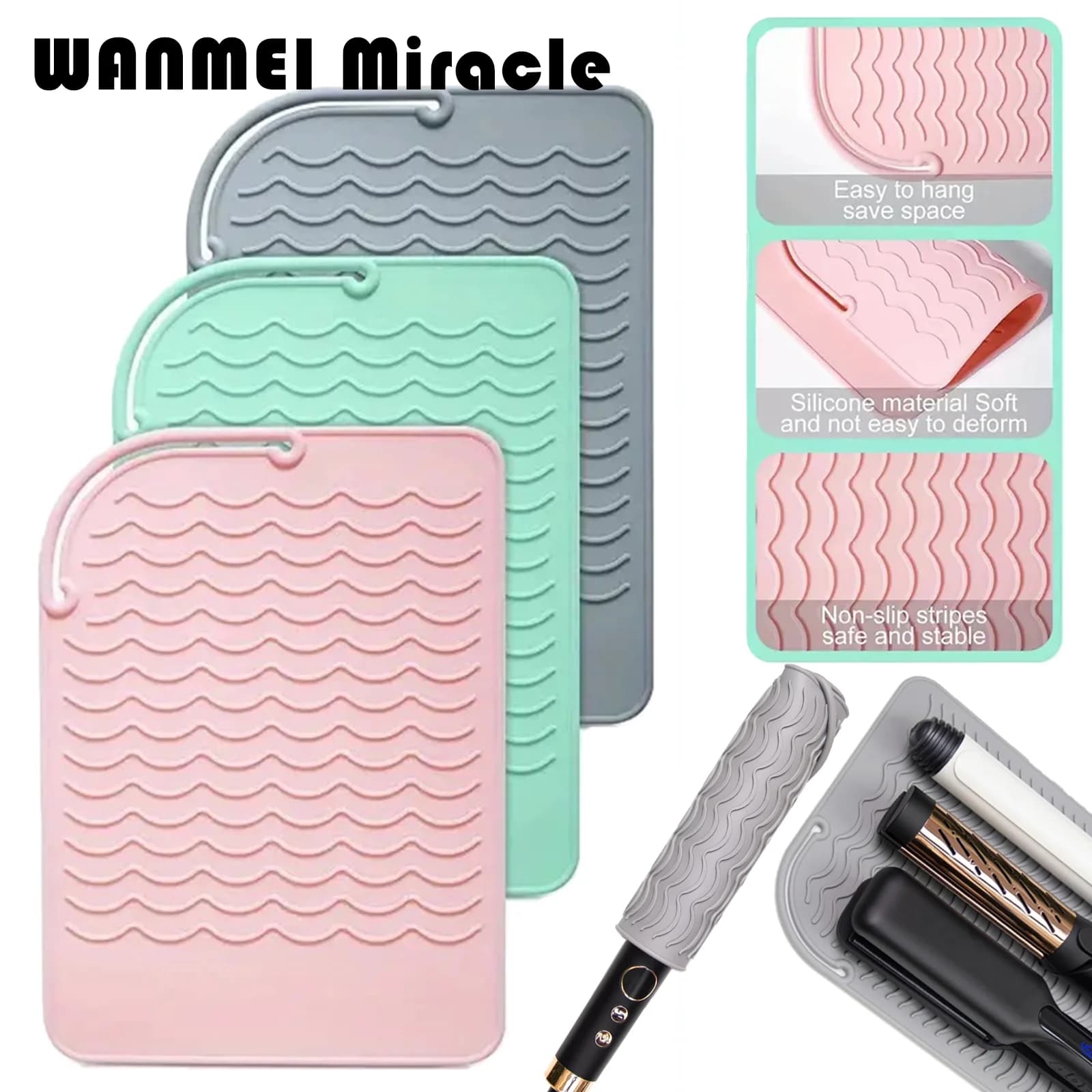 1 pcs Heat Resistant Silicone Mat Bearing Mat Non-slip Mat Silicone Thermal Insulating Mat Heat Resistant Tool for Iron Curly Hair Thermal Hair