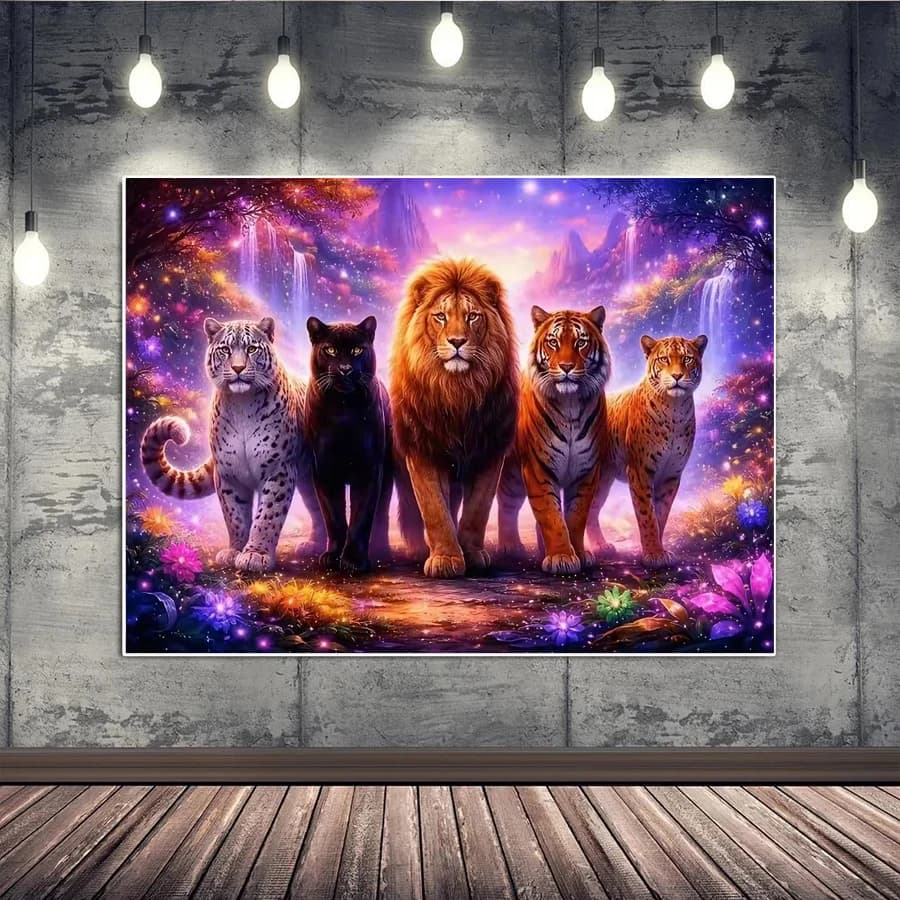 Jungle animals Diamond Embroidery Tiger Lion Full diamond Painting Leopard Rhinestones Picture DIY Mosaic Waterfall home decor