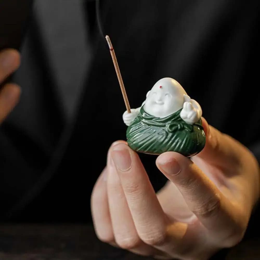 Portaincenso in Ceramica/Resina a Forma di Zongzi, Mini Bruciatore per Bastoncini d'Incenso Tradizionale, Stile Zen, Robusto Ornamento per Aromaterapia, Camera da Letto