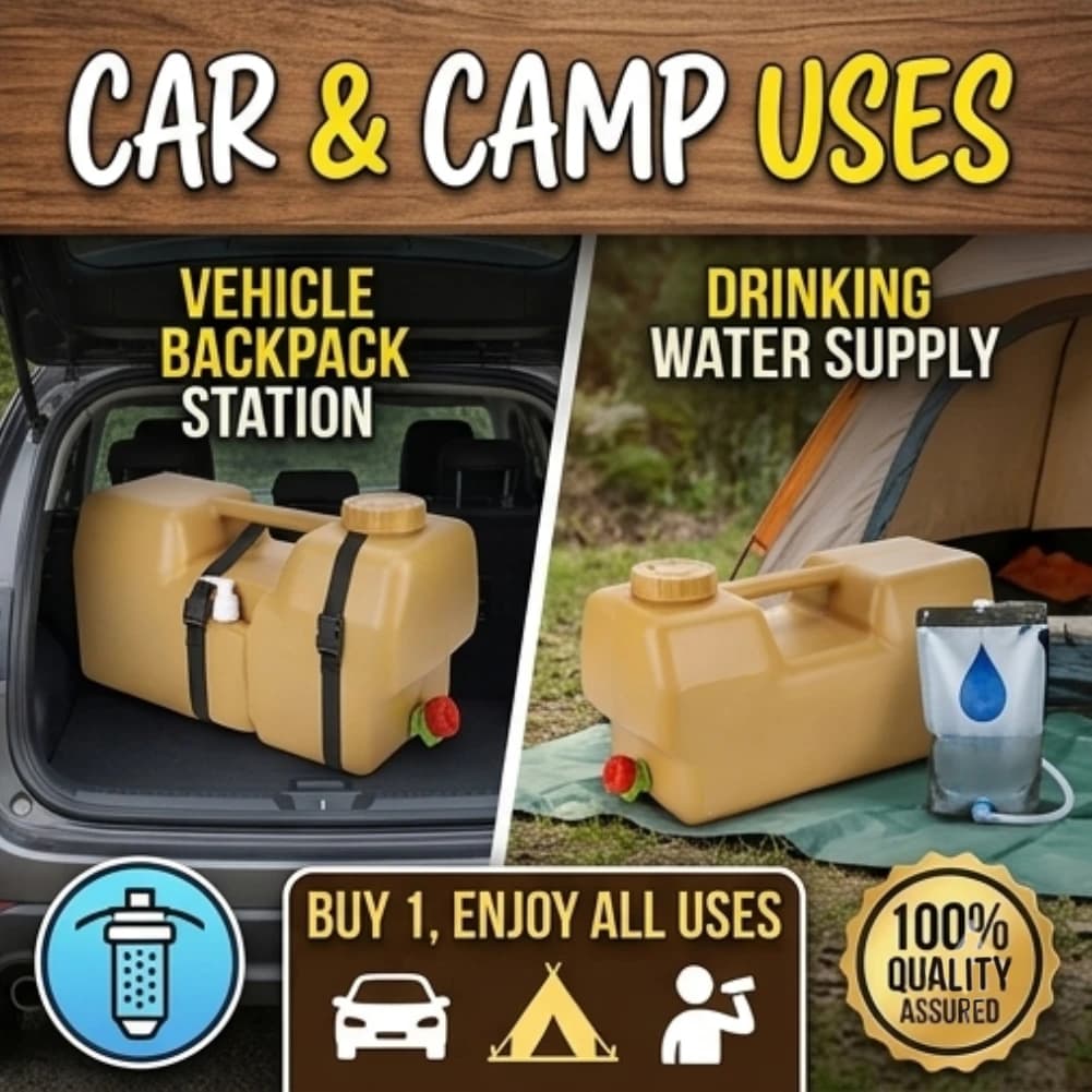 Contenitore d'acqua portatile da 20 litri con rubinetto, serbatoio d'acqua da campeggio per esterni con flacone di sapone per viaggi in auto, picnic, barbecue, accessorio di sopravvivenza
