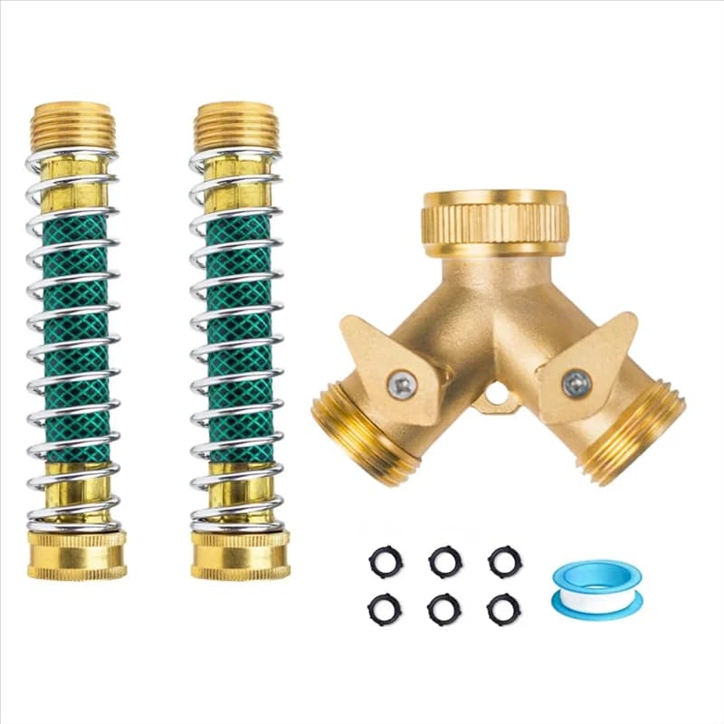 A74E 2-way Garden Pipe Connector for Outdoor Faucet Splitter for Y Pipe