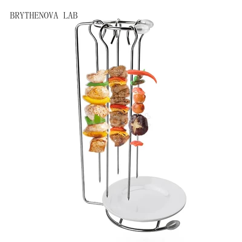 Kebab Barbecue Rack BBQ Cookware Roaster Rack Grill Vertical Stand Outdoor Spanish BBQ Skewer for Picnic Party Meat Sausage
