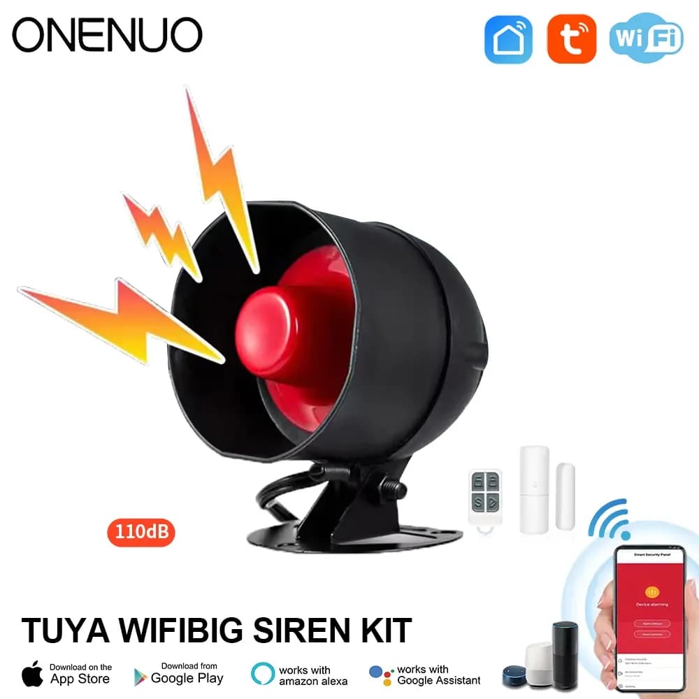 ONENUO Tuya WIFI sirena di allarme kit di altoparlanti ad alto suono sistema di allarme Wireless sistema di protezione di sicurezza della sirena di allarme domestico per la casa