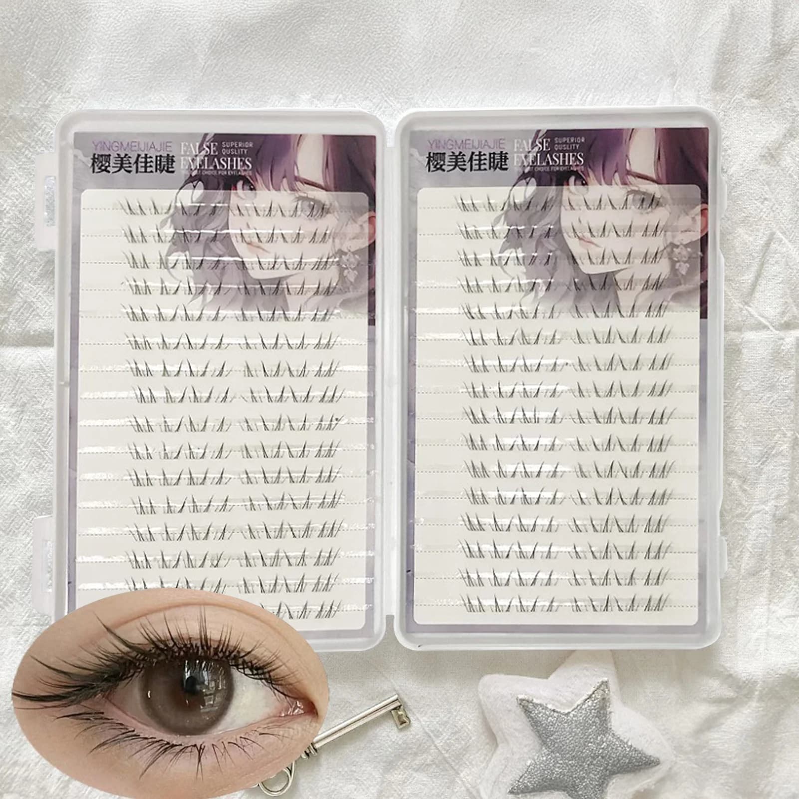 Faux eyelashes Sunflower style without glue Black Fiber 5-7mm C-mixed curling for lower eyelashes with natural appearance